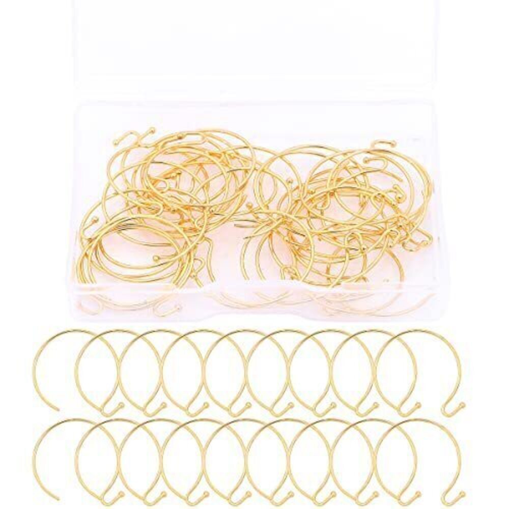 9984 18K Gold Plated Earring Hooks Round 20mm 40pcs for Jewelry Making
